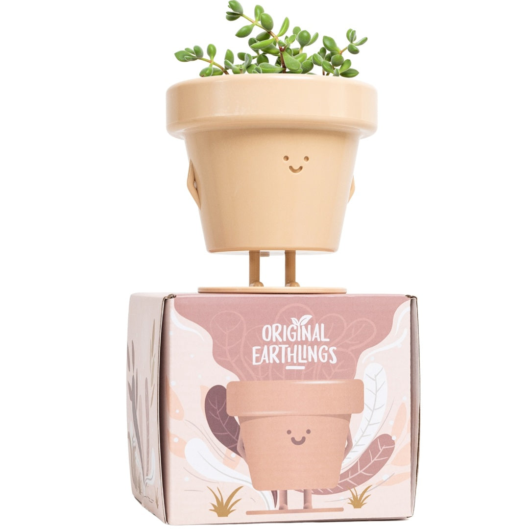 ceramic plant pot and stand Original Earthlings Standing Pot, Cute Plant Pot, 10 cm Plastic Funny Planter with Drainage, Unique Cactus Plant Lover Gift